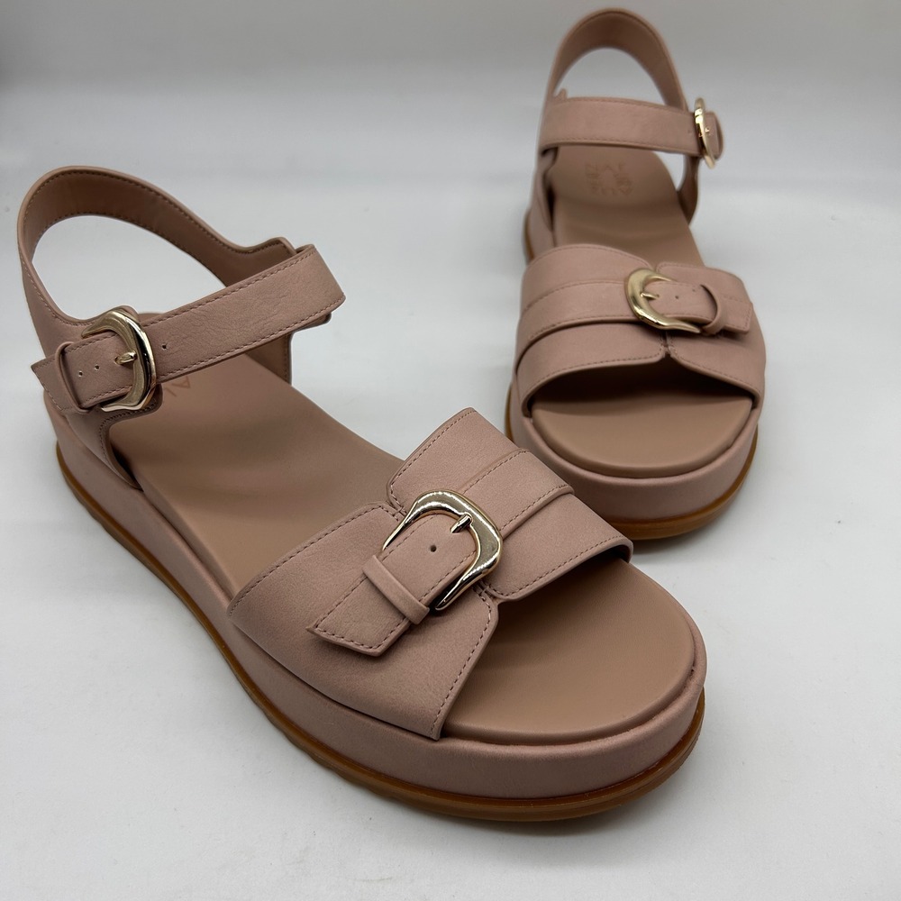 Naturalizer Zen Platform Sandals Vintage Mauve Gold Buckle Women's Size 11M US